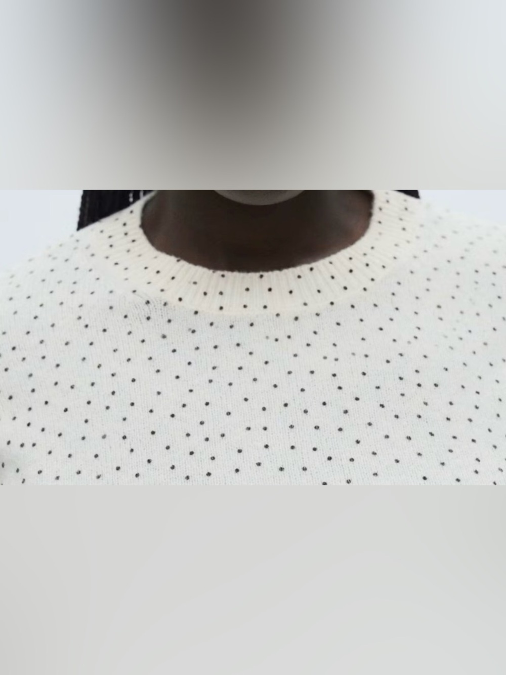 MANGO Cream Polka Dot Knit Sweater XS Soft Lightweight Crew Neck - Picture 5 of 10